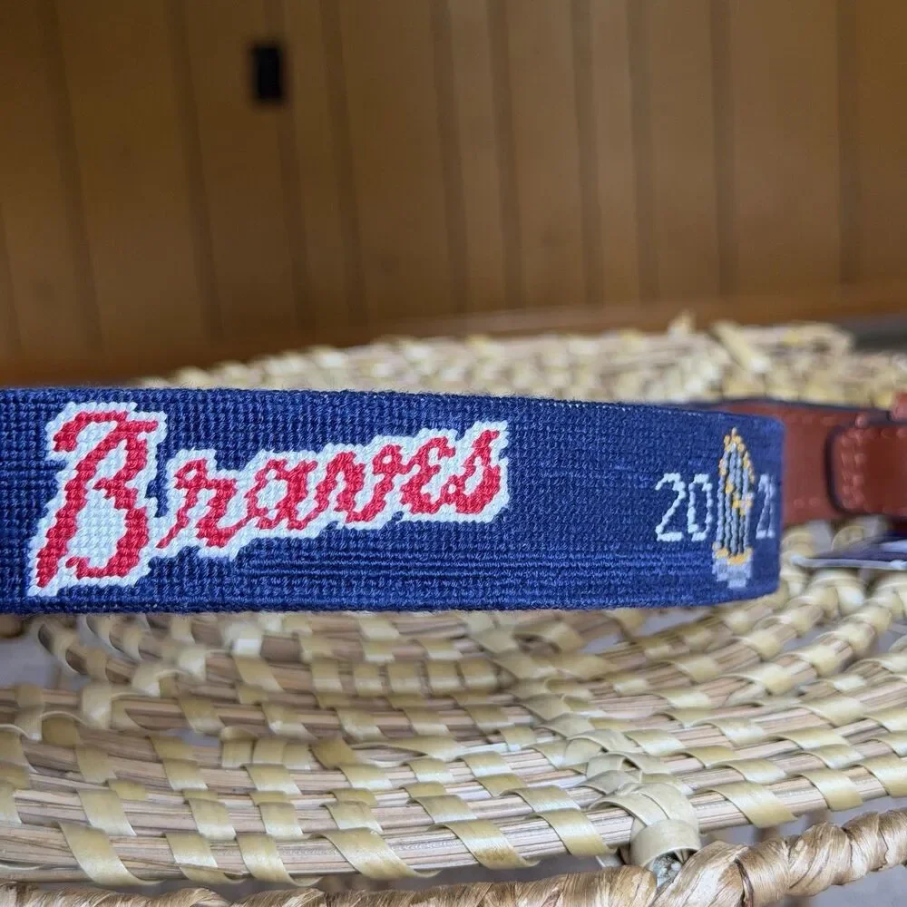 NWT Atlanta Braves 2021 World Series Needlepoint Belt by Smathers & Branson 32